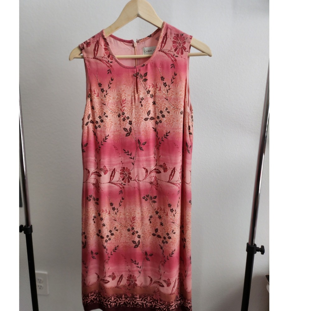 Casual Corner Women's Sleeveless Silk Blend Floral Print Dress Size 10